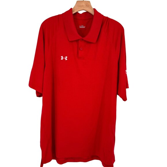 Under Armour Mens Red Polo Shirt Performance Fit XL - Picture 1 of 14